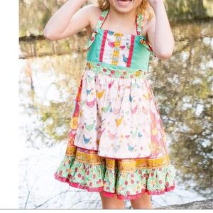Rare Matilda Jane Colorful Kids Dress with Chicken Print
